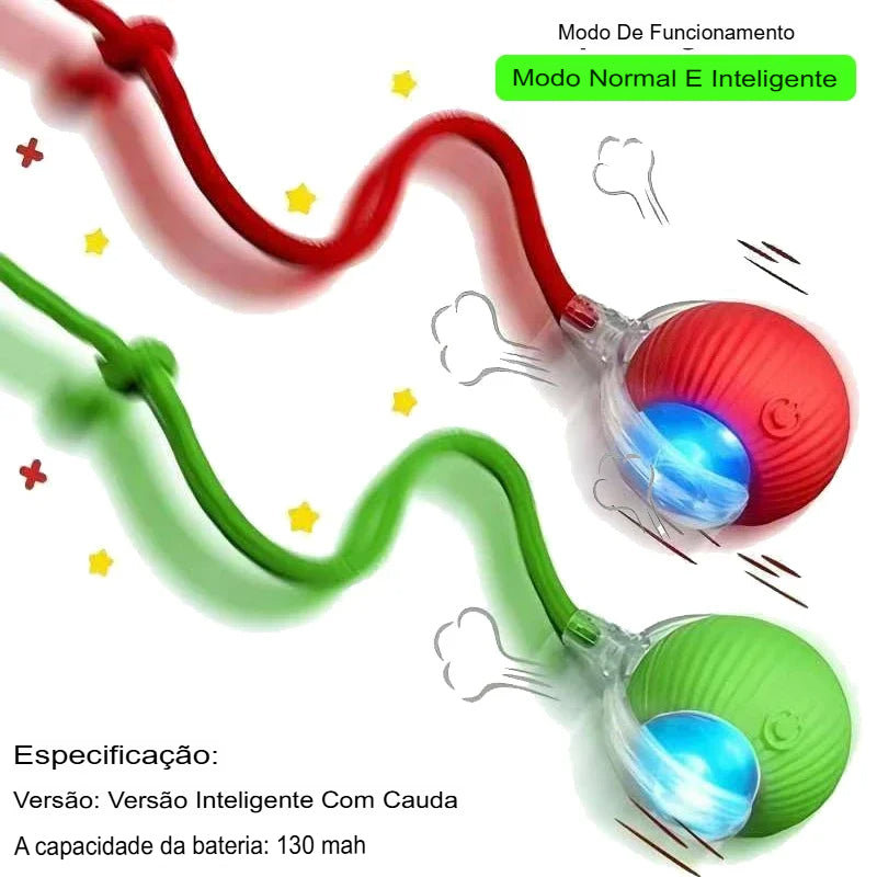 Brinquedo interativo da bola para gato, bola de rolamento automática com cauda