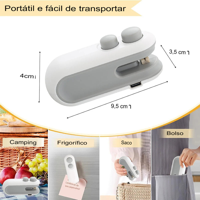 Mini máquina de selagem de sacos, selador de pacotes, sacos plásticos, selador de alimentos