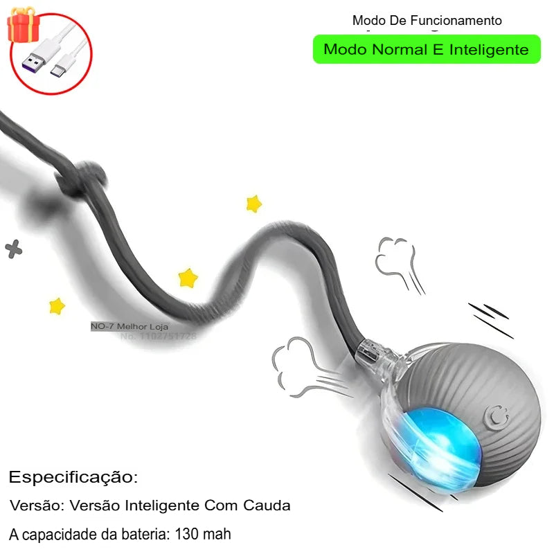 Brinquedo interativo da bola para gato, bola de rolamento automática com cauda