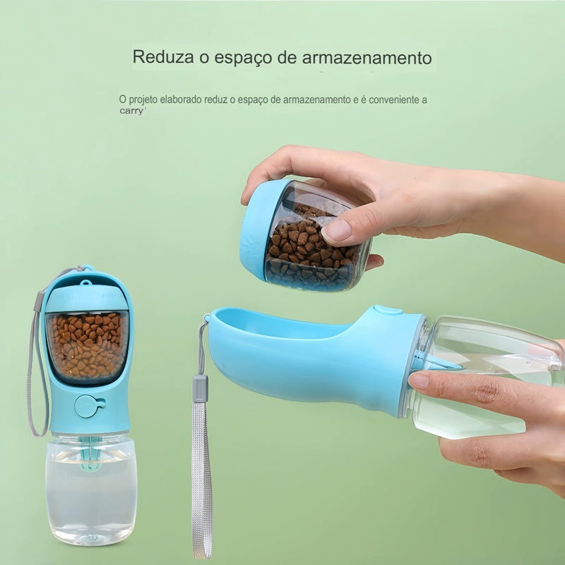 Garrafa de água portátil para cães e gatos, com armazenamento de alimentos e recipiente de água para animais de estimação, tigela alimentadora para animais de estimação, viagem ao ar livre - Vilord